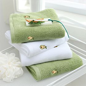 Full embroidered avocado cotton face towel